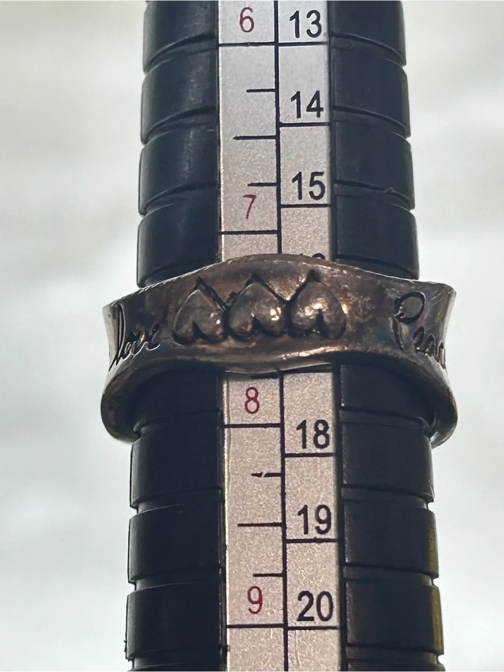 PEACE LOVE AND HARMONY STERLING SILVER 925 BAND RING
